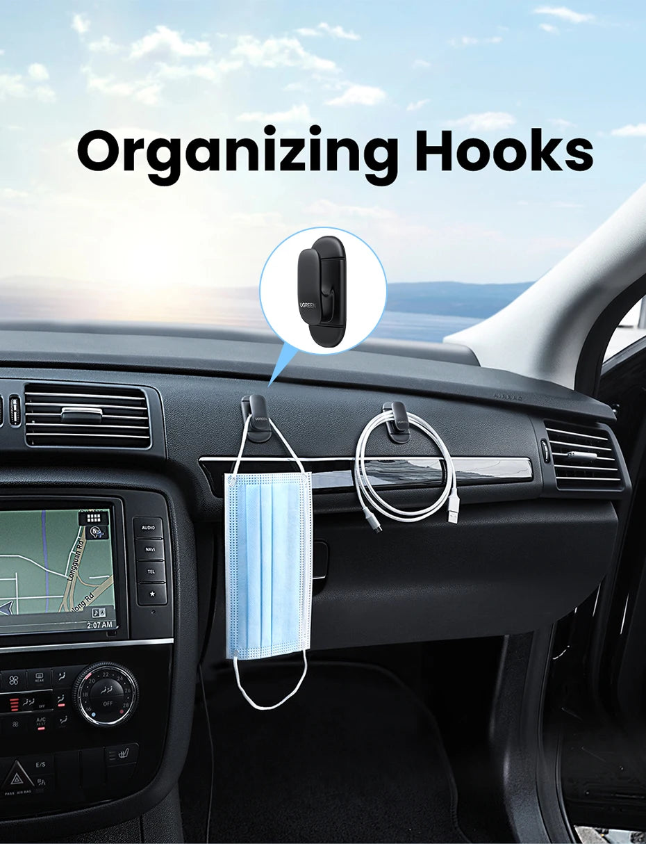 Self-Adhesive Wall and Car Hooks for Cable Management - 8