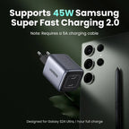 45W Dual USB-C GaN Fast Wall Charger for Smartphones and Tablets