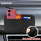 Adhesive PU Leather Car Storage Pocket Organizer for Phone and Keys