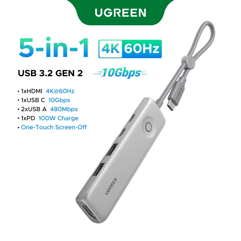5-in-1 USB-C Hub with 4K 60Hz HDMI and 100W Power Delivery