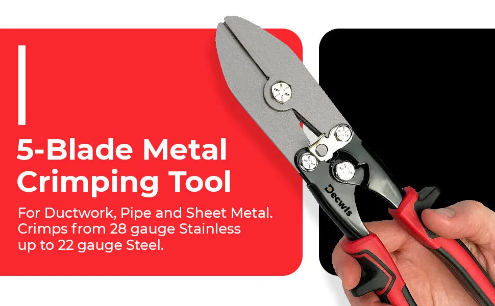 5-Blade Sheet Metal Crimper for HVAC and Ductwork