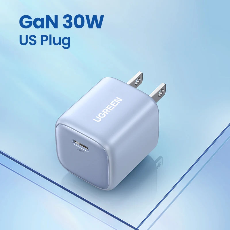 30W GaN USB-C Fast Wall Charger for Smartphones and Tablets
