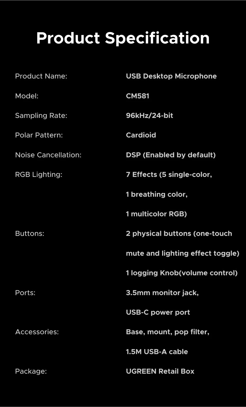 USB Condenser Microphone with RGB Lighting for Gaming and Streaming - 20