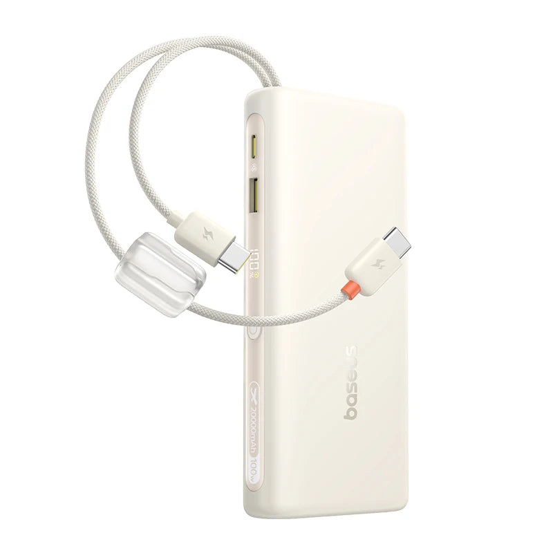 100W 20000mAh Fast Charging Power Bank with Built-In USB-C Cables