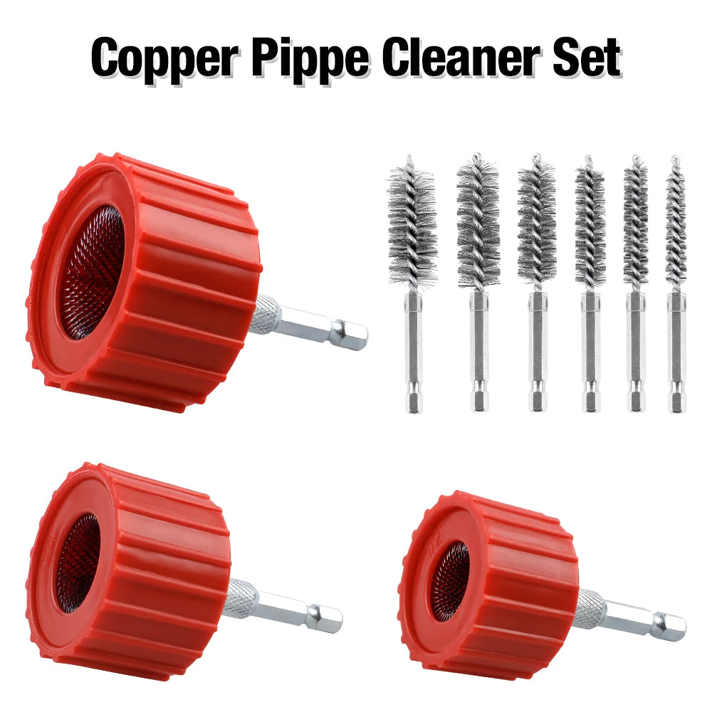 Copper Pipe and Tube Cleaning Brush Set for Electric Drills - 7