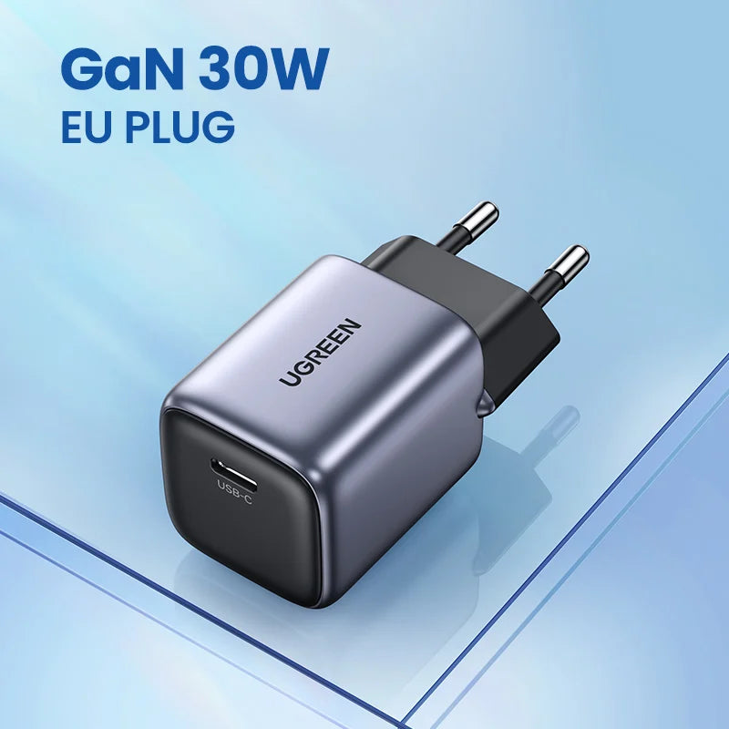 30W GaN USB-C Fast Wall Charger for Smartphones and Tablets