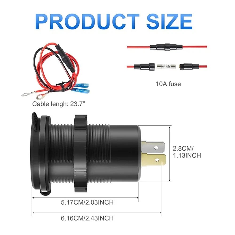 Dual PD and QC3.0 Fast USB Car Charger Socket - 6