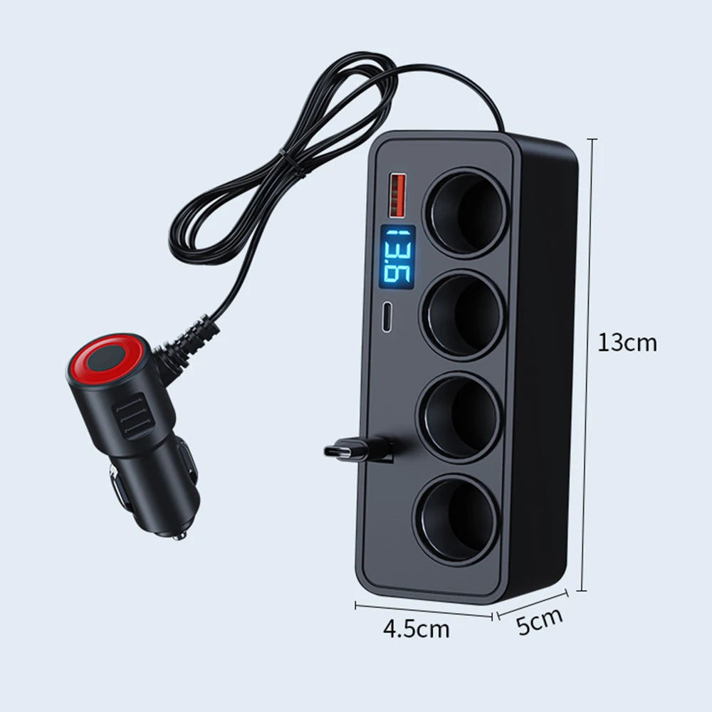 120W 7-in-1 Car Cigarette Lighter Socket Splitter with PD and USB
