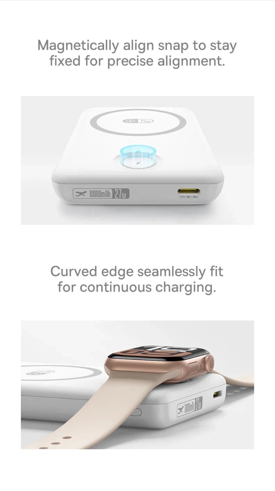 10000mAh Magnetic Wireless Power Bank for Phone and Watch - 15
