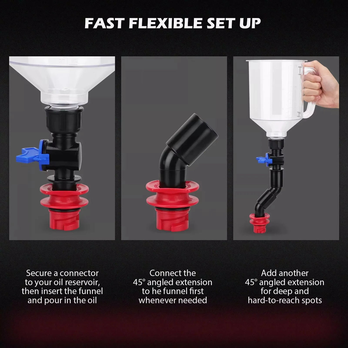 Universal Engine Oil Funnel Kit with 12 Adapters