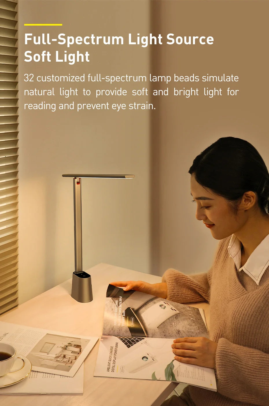 Foldable Rechargeable LED Desk Lamp with Auto Dimming - 16