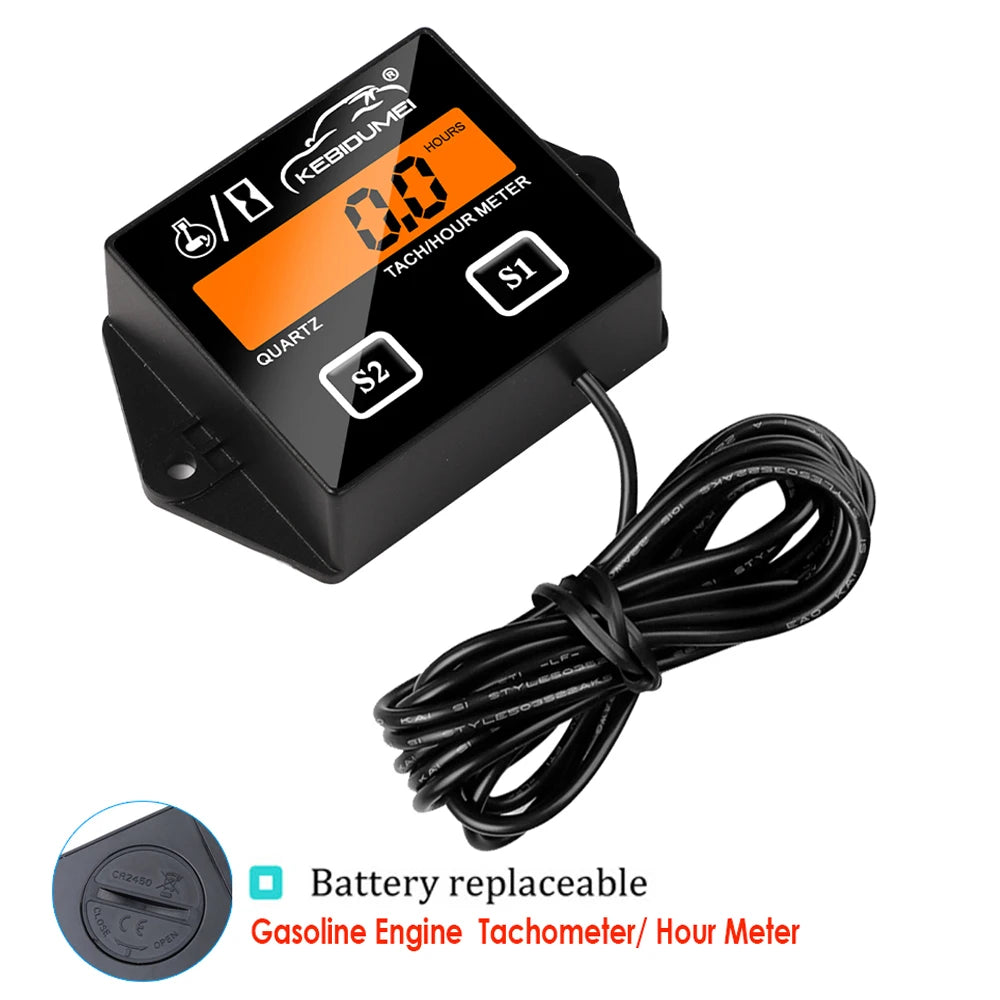 Digital Engine Tachometer and Hour Meter Gauge for Spark Ignition Engines