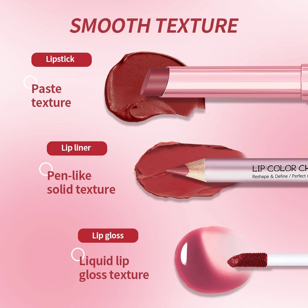All-in-One Travel Lip Makeup Set with Liner, Lipstick, and Gloss - 5