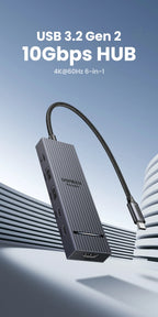 6-in-1 USB-C Docking Station with 4K 60Hz HDMI and 10Gbps Data Transfer