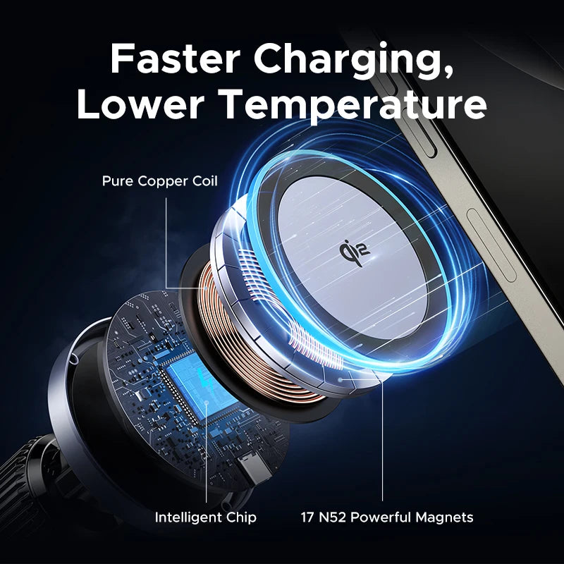 15W Qi2 Magnetic Wireless Car Charger for iPhone