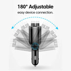 120W 5 in 1 Retractable Car Charger with Voltmeter and Starry Light