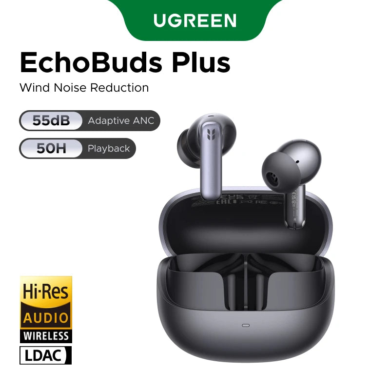 Wireless Noise Cancelling Earbuds with Adaptive ANC and 50H Battery