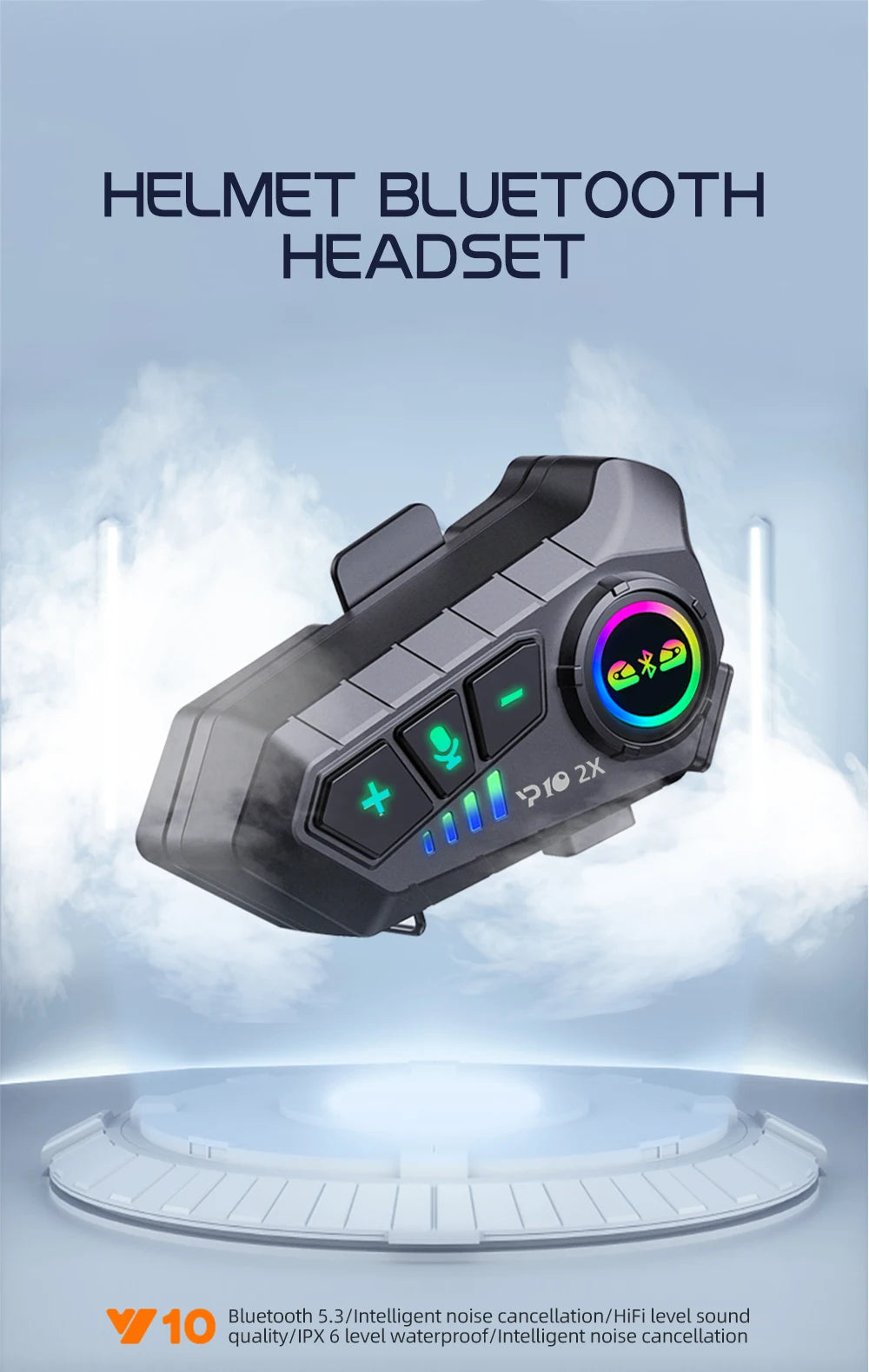 Bluetooth 5.3 Motorcycle Helmet Intercom Headset - 12