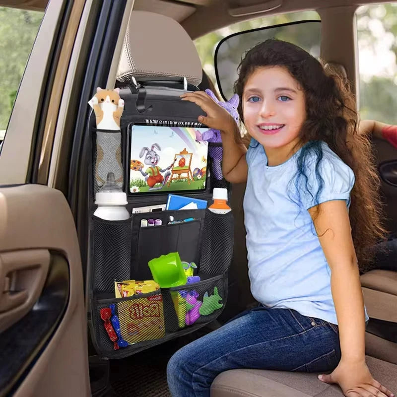 Car Seat Back Organizer with Tablet Holder and Storage Pockets
