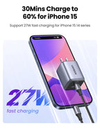 35W GaN Dual Port USB-C and USB-A Fast Wall Charger