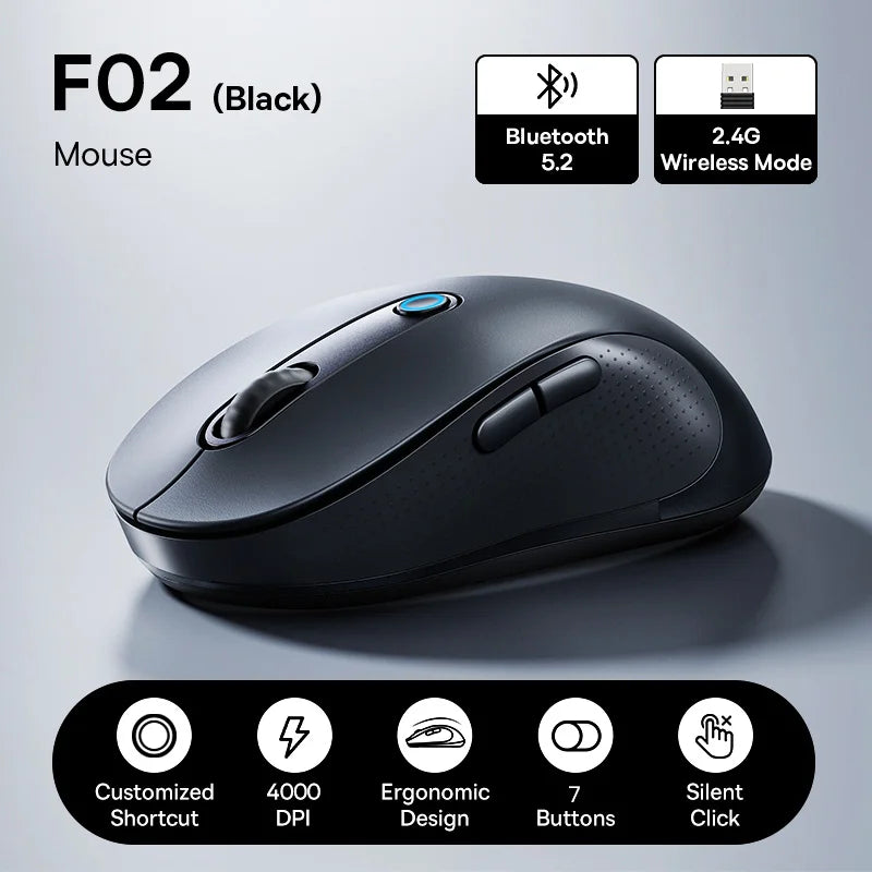 Ergonomic Bluetooth 5.2 & 2.4G Wireless Mouse with 4000DPI - 26