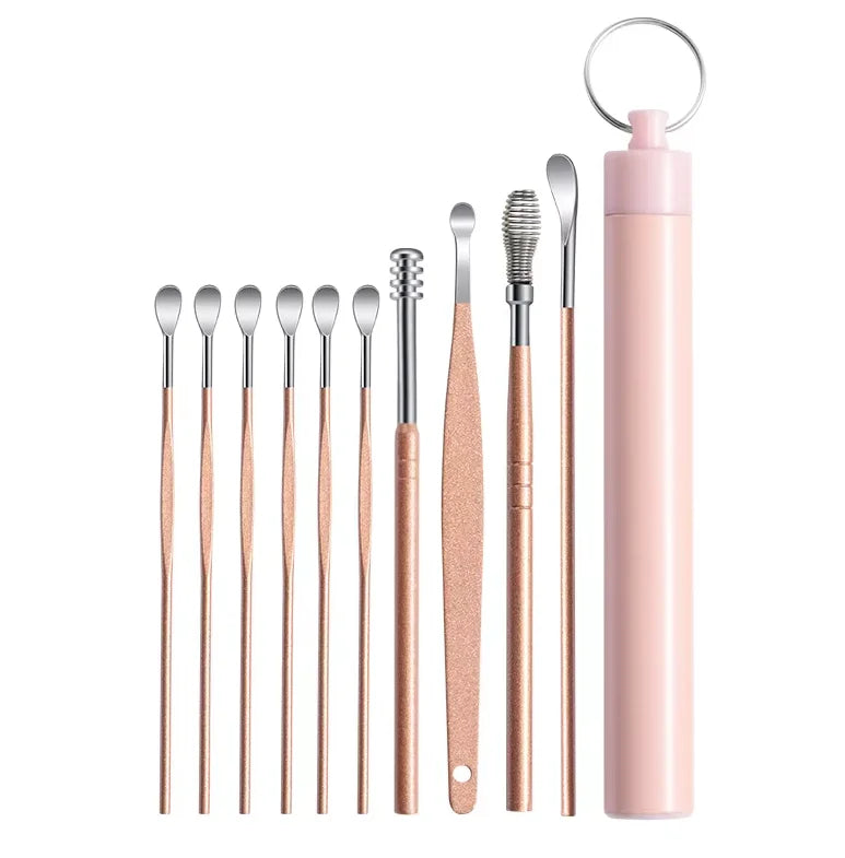 Stainless Steel Ear Wax Removal Cleaning Tool Kit with Storage Case