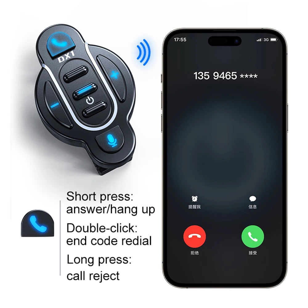 Wireless Motorcycle Handlebar Bluetooth Media Remote Controller