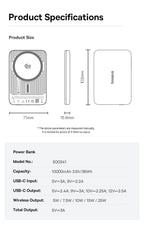 10000mAh Magnetic Wireless Power Bank with 30W Fast Charging