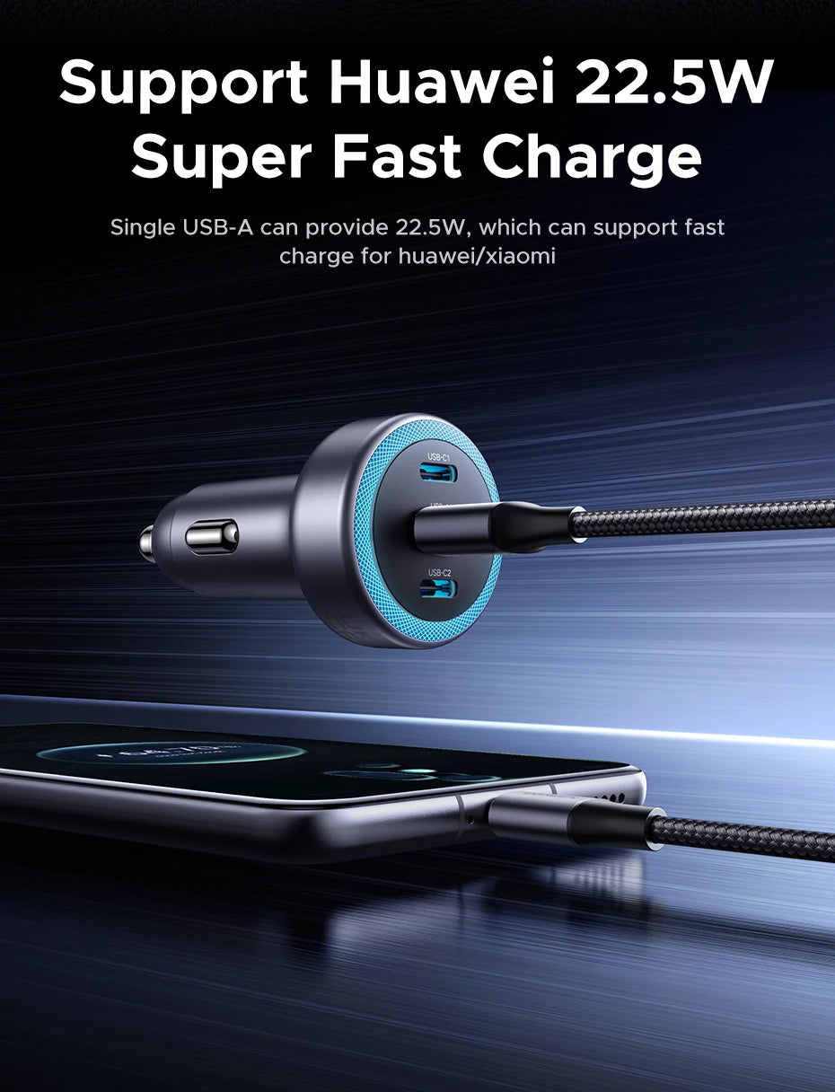 30W USB-C Fast Car Charger with Dual Ports