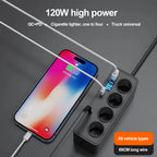 120W 7-in-1 Car Cigarette Lighter Socket Splitter with PD and USB