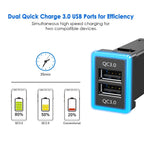 Dual USB PD QC3.0 Fast Car Charger for Toyota 33x23mm