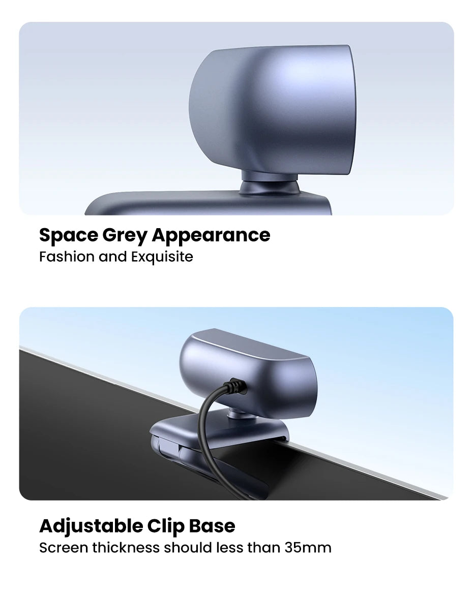 2K HD USB Webcam with Dual Microphones for Streaming and Video Calls