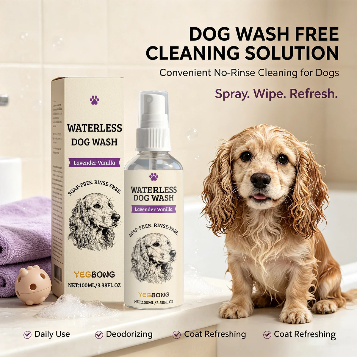 Waterless Pet Shampoo Spray for Dogs