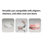 Rotary Denture Cleaning and Storage Container with Drainage Tray
