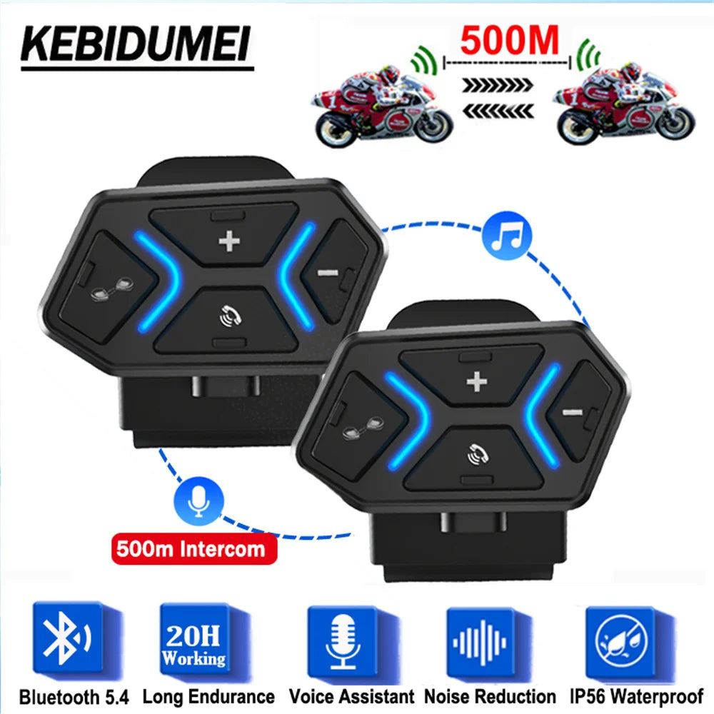 Bluetooth 5.4 Motorcycle Helmet Intercom Headset