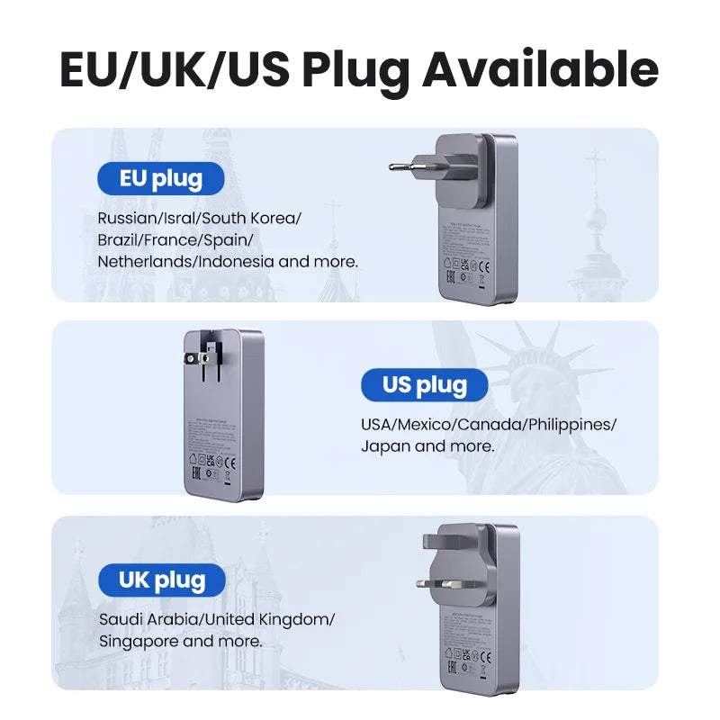 65W GaN Fast Wall Charger for Laptops and Smartphones