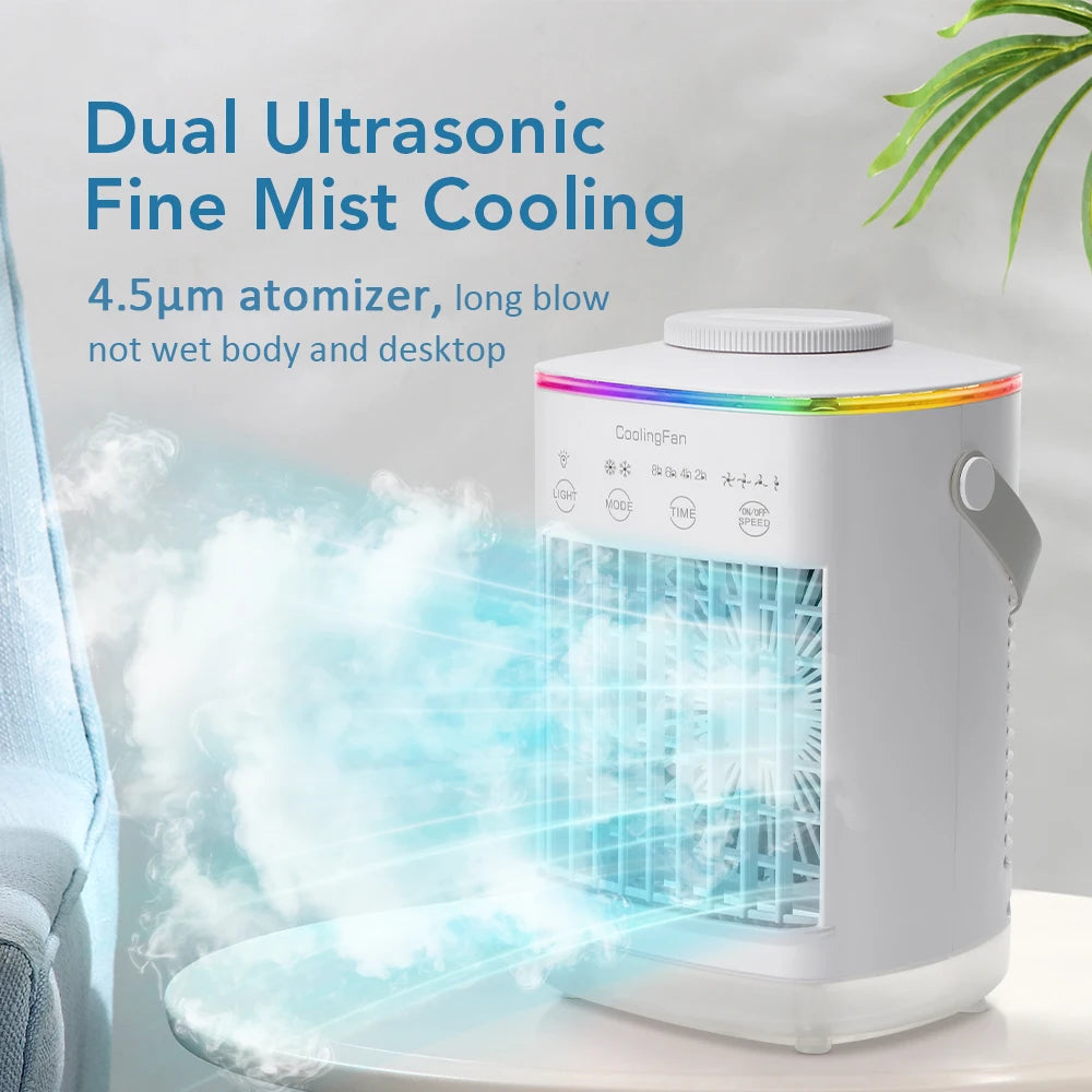 Portable Desktop Air Cooler and Humidifier with Misting Fan