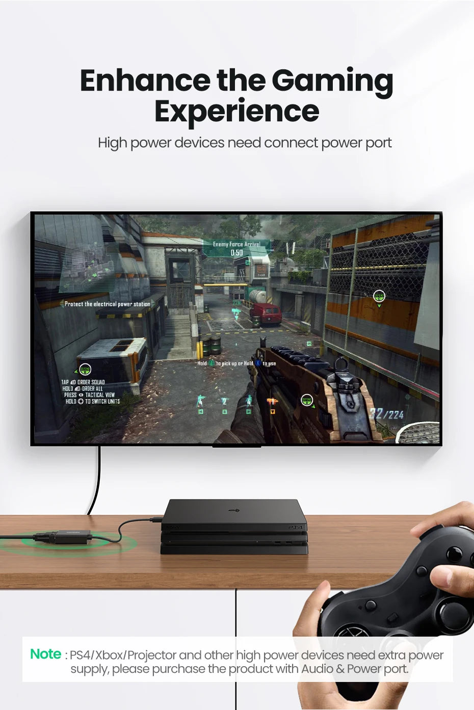HDMI to VGA Adapter with 3.5mm Audio Jack 1080P