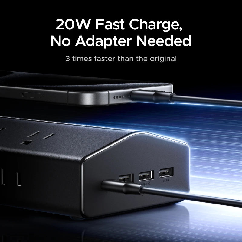 20-in-1 Trapezoidal Power Strip with 20W Fast Charging USB Ports - 3