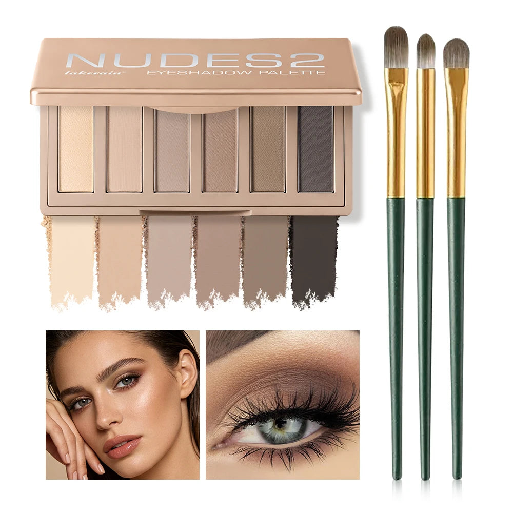 6-Color Matte Eyeshadow Palette with Brush Set - 19