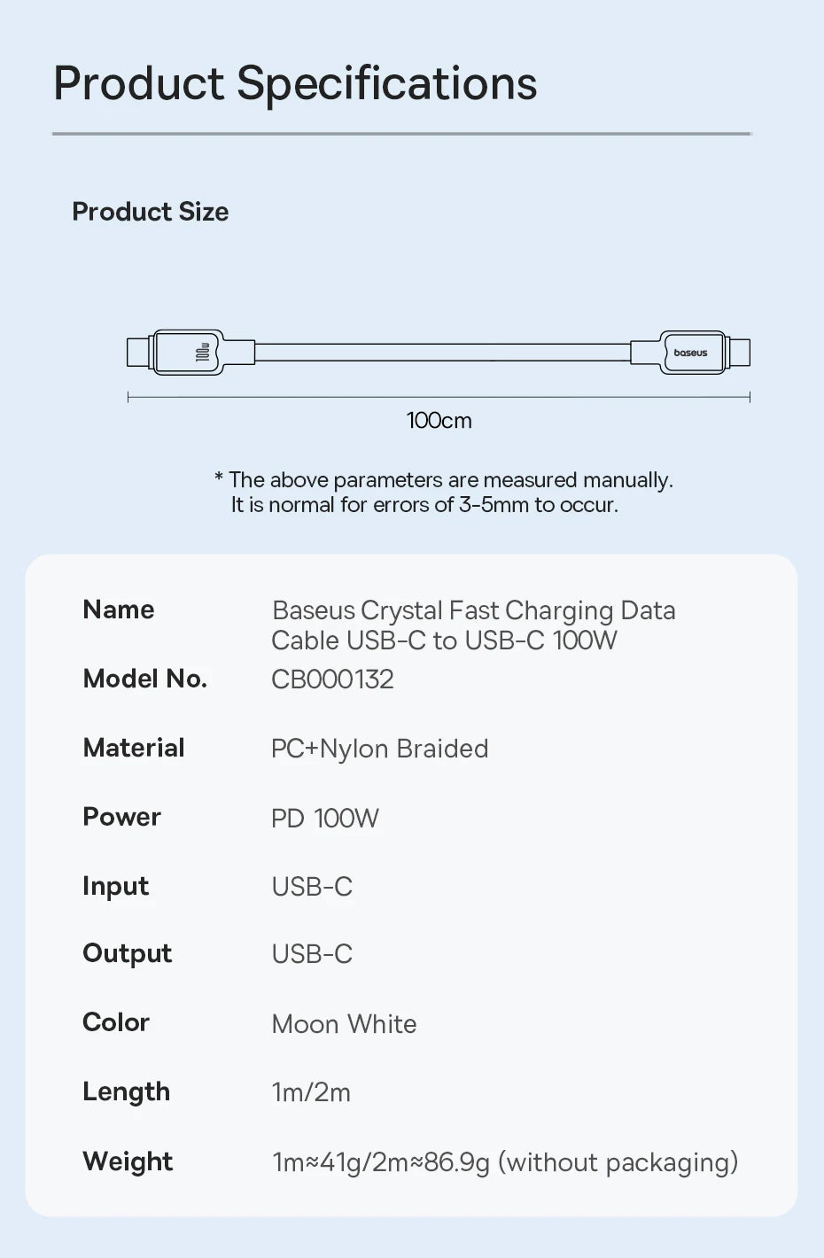 100W USB-C Fast Charging and Data Cable