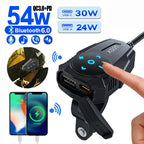 54W Motorcycle Dual Port USB Charger with Bluetooth Remote