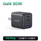 30W GaN Fast Wall Charger with 3 Ports for Smartphones and Tablets
