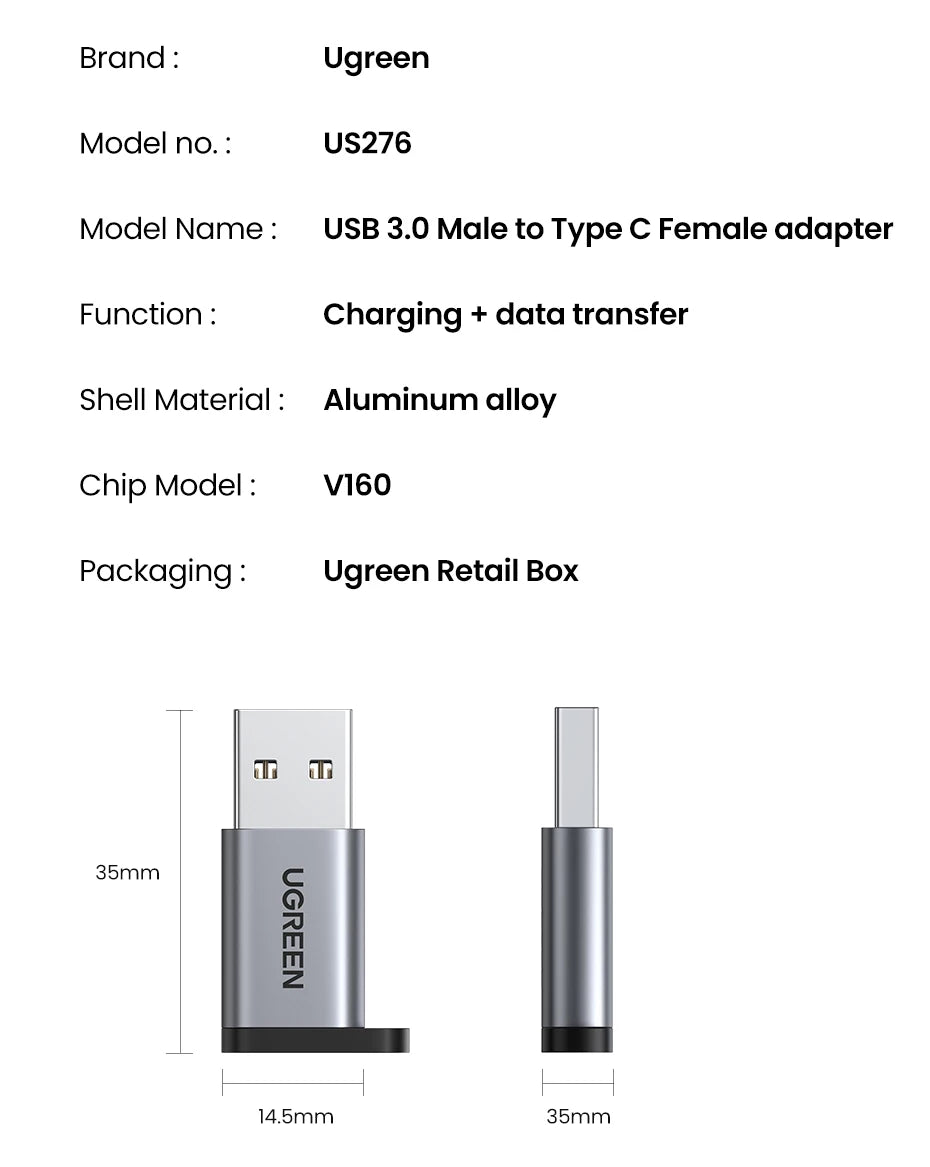 USB 3.0 to USB-C Female Adapter Converter