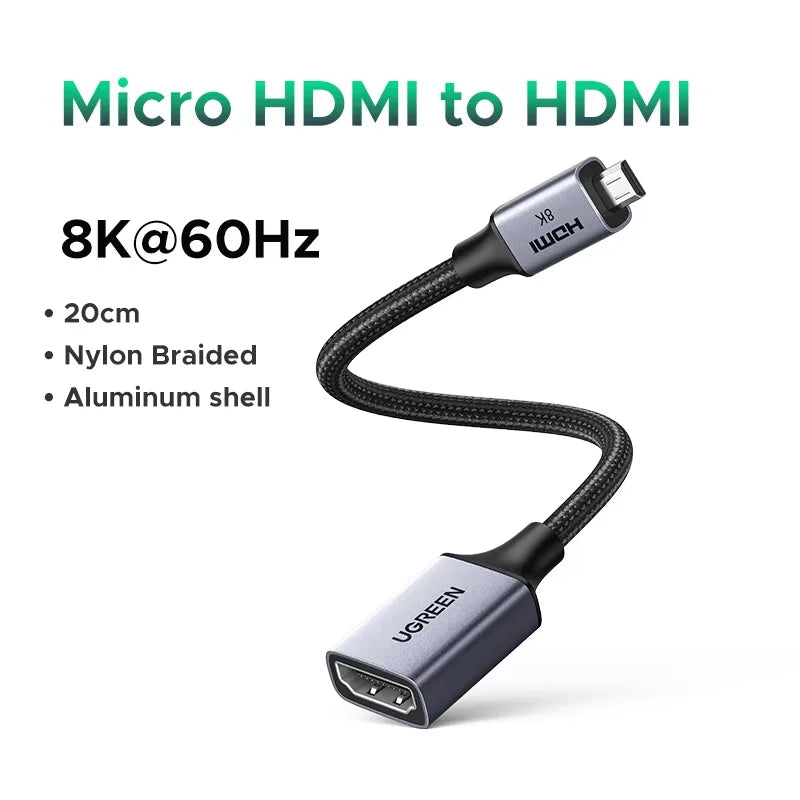 Micro HDMI to HDMI Adapter 4K 60Hz Cable