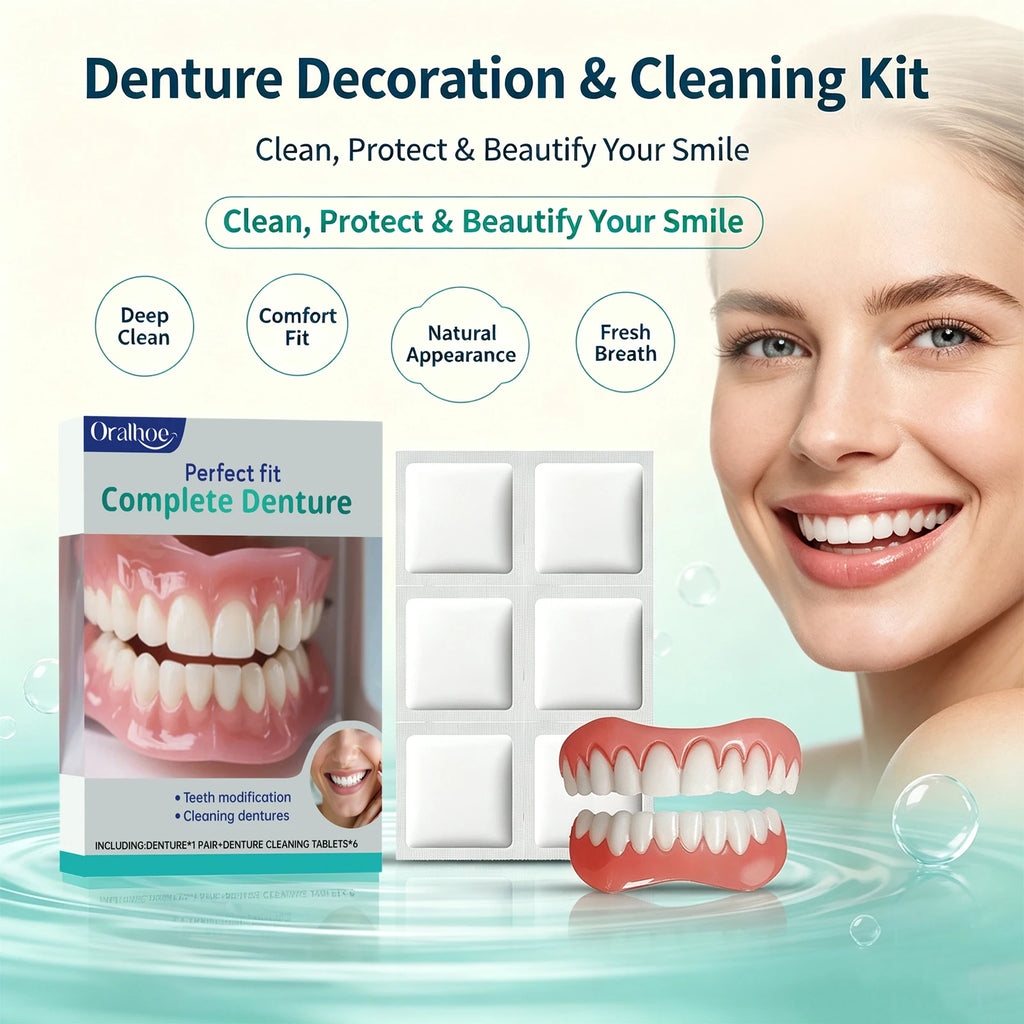 Cosmetic Denture Set for Covering Missing or Stained Teeth