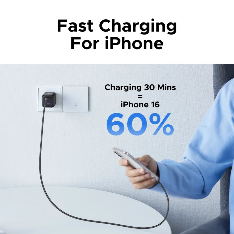45W GaN Fast Wall Charger with 3 Ports for Smartphones and Tablets - 4