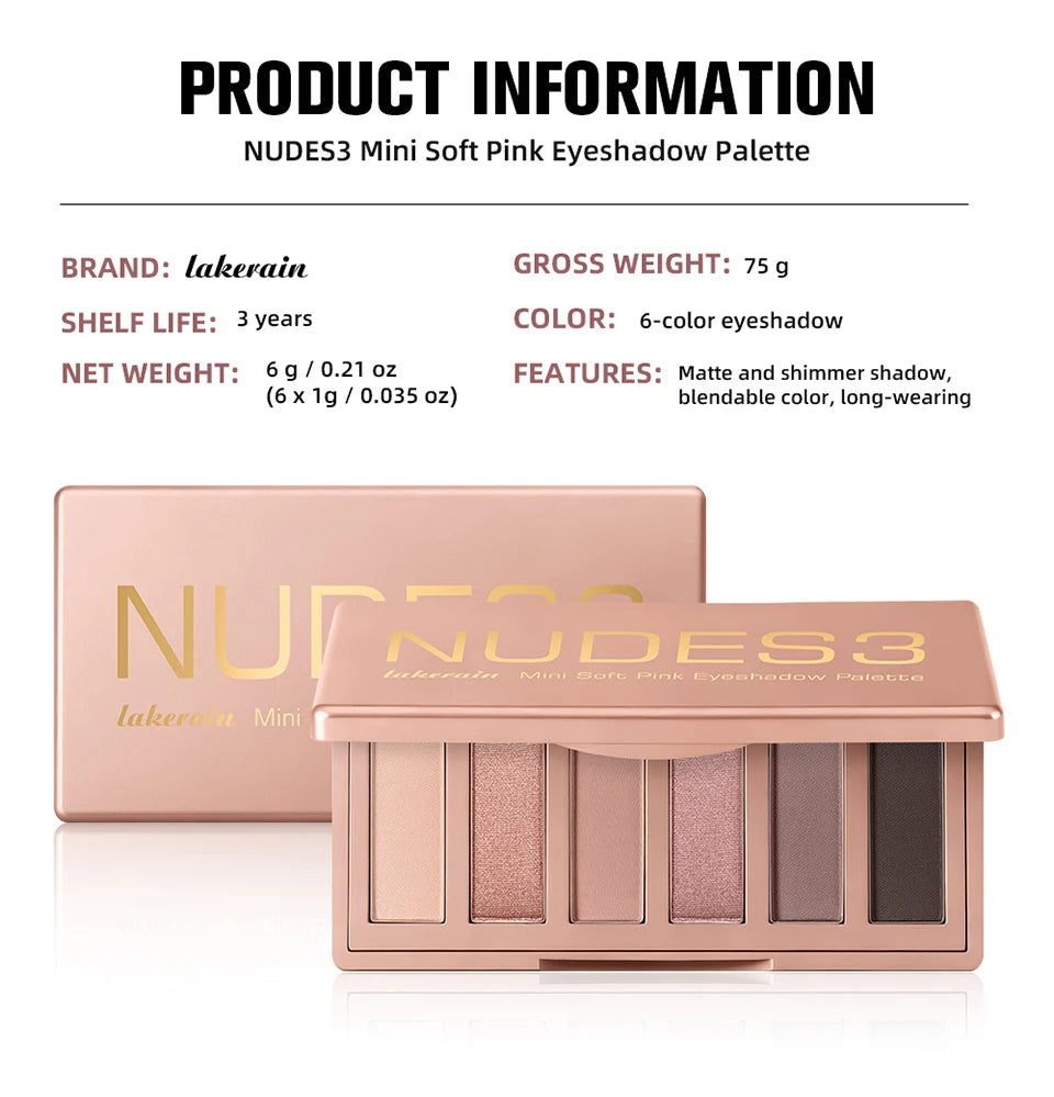 6-Color Soft Pink Neutral Eyeshadow Palette