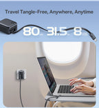 67W GaN Fast Charger with Retractable USB-C Cable for Laptops and Phones