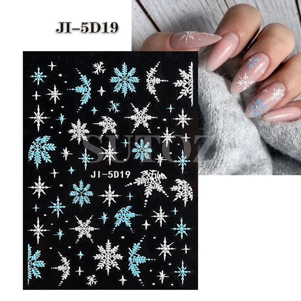5D Embossed Christmas Nail Art Stickers - 15